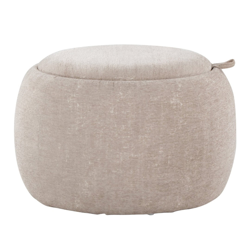 English Elm Tray Pouf Ottoman - Chic Multi-Functional Accent With Natural Wood Top And Hidden Storage Options B202P223754-GIGA