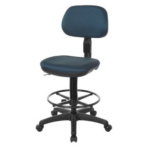 OSP Home Furnishings Sculptured Ergonomic Drafting Chair with Adjustable Footrest and Chrome Nylon Base for Studios DC517-296