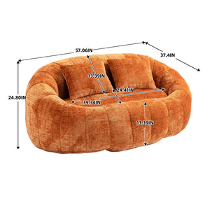 English Elm Bean Bean Bag Sofa High-Density Memory Foam Two-Seater Lounger High Back Chenille Cozy Support Orange W395P181437