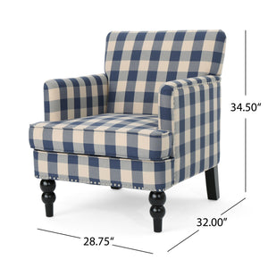 English Elm Harrison Tufted Club Chair with Turned Legs for Living Room Reading Nooks 59082.00BLUCHK