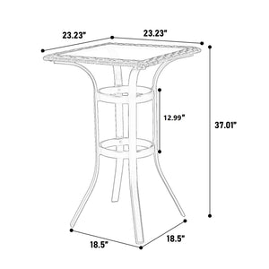 English Elm 3 Pieces Outdoor Bar Stool Set - Stylish Rattan Chairs With Glass Table For Patios, Balconies & Pools W640P256895