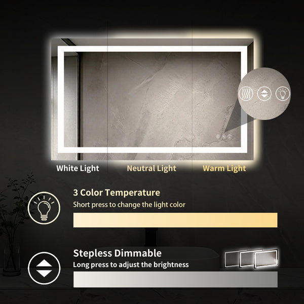 English Elm 28" X 36" Led Vanity Mirror Dual Front Back Lighting Anti-fog Dimmable Bathroom W1920P493133
