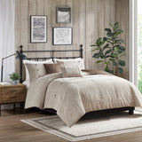 Madison Park Andes Transitional 5 Piece Corduroy Comforter Set MP10-8129 Tan