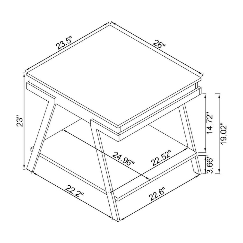 English Elm Rectangular End Table With Open Shelf - Modern High Gloss White Accent For Stylish Living Spaces B016P373010-GIGA