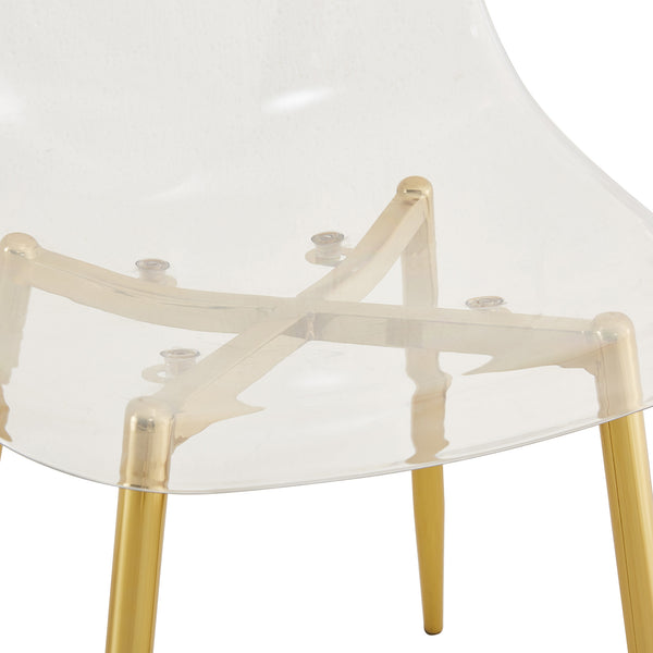 English Elm Table and Chair Set Marble Glass Top Gold Legs Four Seat Dining for Small Spaces Transparent,White+Gold W1151S04638