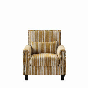 English Elm Modern Striped Upholstered Accent Chair with Arms, Nailhead Trim, Solid Wood Frame and Plush Foam Seating Yellow W3373P363921