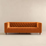 English Elm Ashcroft Furniture - Evelyn Mid Century Modern Burnt Orange Velvet Luxury Chesterfield Sofa