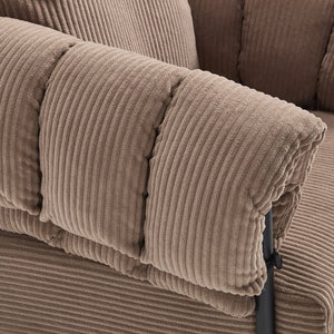 English Elm TS Modern decorative chair with plush teddy fleece upholstery and gold metal legs for luxe comfort and style Light Coffee W2311P308064