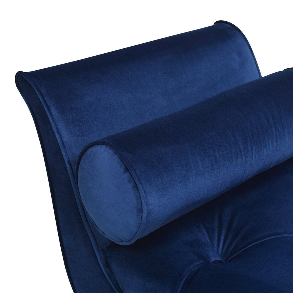English Elm Alma Velvet Tufted Entryway Bench with Flared Arms and Bolster Pillows Included Navy Blue B2719P238449