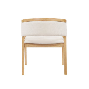 English Elm Christopher Knight Home® - U-shaped Mid-Century Dining Chair with Armrests, Bouclé Upholstery, High-Density Foam Comfort Beige,Oak N771P331338A