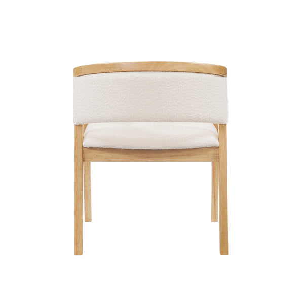 English Elm Christopher Knight Home® - U-shaped Mid-Century Dining Chair with Armrests, Bouclé Upholstery, High-Density Foam Comfort Beige,Oak N771P331338A
