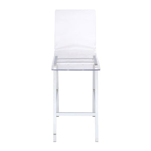 English Elm Clear Clear and Chrome Armless Counter Height Chair Set of 2 — Acrylic Seats, Chrome Frame, Modern Barstools (2) B062P186545