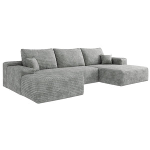 English Elm 107" Cloud Sectional Sofa With Ottoman, Plush Corduroy U-Shaped Couch For Effortless Comfort & Style W2824S00041