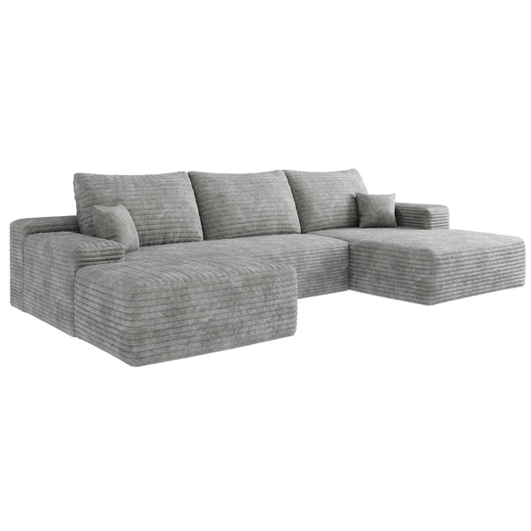 English Elm 107" Cloud Sectional Sofa With Ottoman, Plush Corduroy U-Shaped Couch For Effortless Comfort & Style W2824S00041
