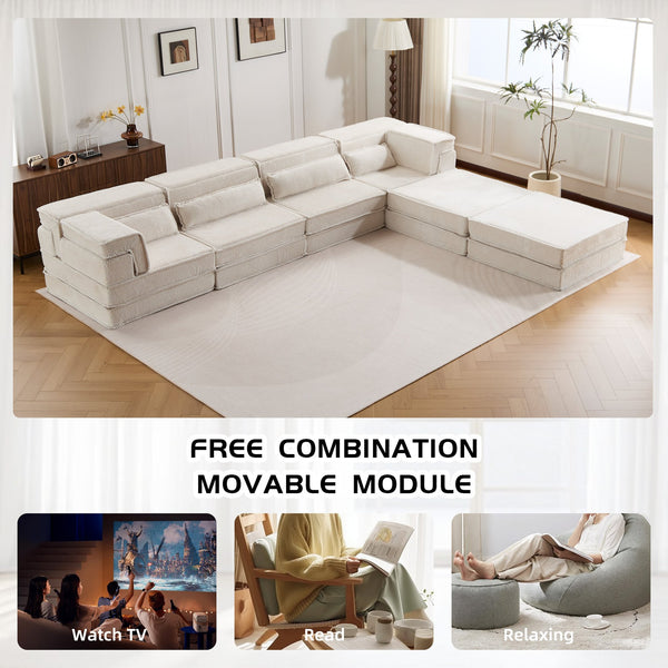 English Elm Compression Modular Floor Sofa Bed - Cozy, Versatile Lounge With Memory Foam & No Assembly Needed! W3723S00039