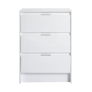 English Elm 24" Freestanding Bathroom Storage Cabinet - Modern Glossy White Design With 3 Soft-Close Drawers W999P312108