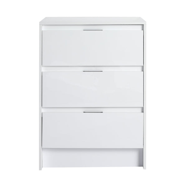 English Elm 24" Freestanding Bathroom Storage Cabinet - Modern Glossy White Design With 3 Soft-Close Drawers W999P312108
