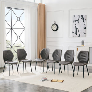 English Elm 4-piece Diamond Quilted Upholstered Dining Chair Set with Sleek Black Metal Legs Black,Dark Gray W1151P458005