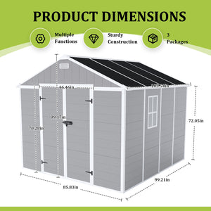 English Elm Campcraft 8x8 Ft Resin Storage Shed with Uv Resistant Polypropylene Panels and Hd Windows W1598S00013