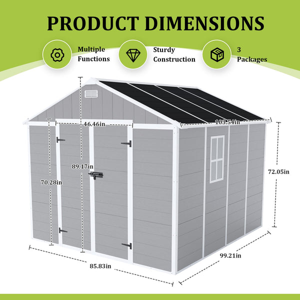 English Elm Campcraft 8x8 Ft Resin Storage Shed with Uv Resistant Polypropylene Panels and Hd Windows W1598S00013