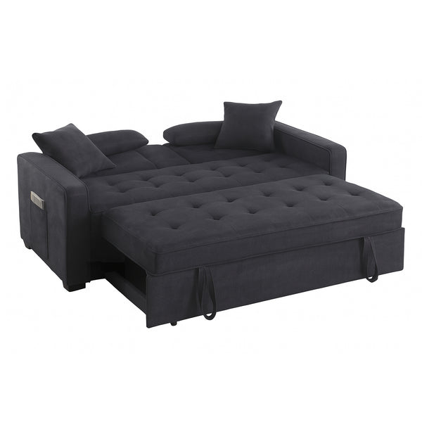 English Elm Linen Convertible Sleeper Loveseat with USB Ports, Cup Holders & Storage Pockets — Dark Gray Comfort B016S00047