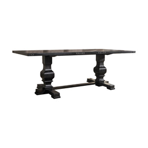 English Elm Morland Vintage Black Trestle Dining Table with 45mm Mindy Veneer Top, Metal Nail Edge, 100lb Limit B2726S00252