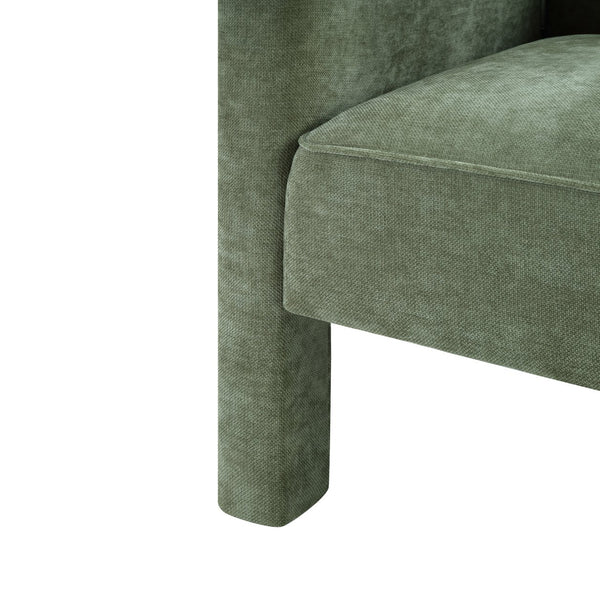 English Elm Modern Barrel Accent Chair Chenille Upholstered Wraparound Armchair for Any Room Green N763P336531F