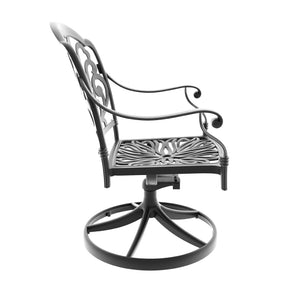 English Elm Cast Aluminum Swivel Patio Chair Set with Ornate Frame and All-weather Cushions W1710S00668