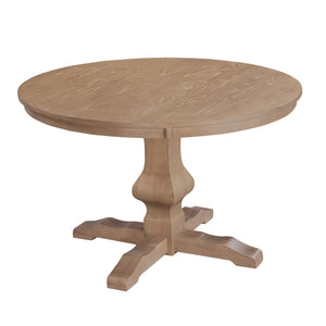 English Elm Christopher Knight Home® - Round Rustic Dining Table With Pedestal Base - Light Natural Finish, Durable Solid Wood & Mdf Design N771P355874A_N771P355875A