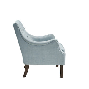 JLA Home Madison Park - Button Tufted Accent Chair with Plush Removable Cushion, Solid Morocco-Finish Wood Legs for Elegance and Comfort Dusty Blue MP100-0891