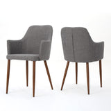 Christopher Knight Home® - Noble House - Zeila Mid Century Modern Light Grey Fabric Dining Chair with Dark Brown Wood Finished Metal Legs - Set of 2