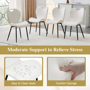 English Elm Set of 4 Olive Fabric Dining Chairs Ergonomic Cushion Black Steel Frame Modern White+Black W1151P454887