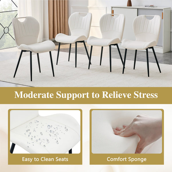 English Elm Set of 4 Olive Fabric Dining Chairs Ergonomic Cushion Black Steel Frame Modern White+Black W1151P454887