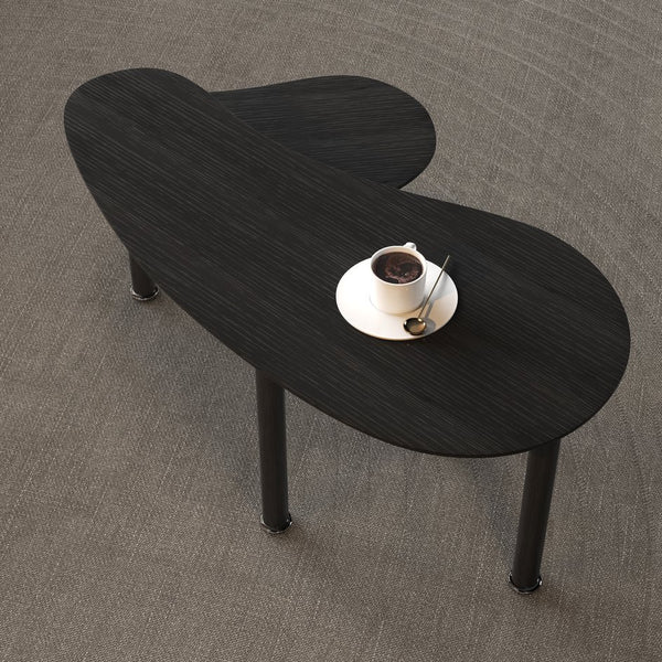 English Elm Contemporary rotatable cocktail table with 360° swivel top, sintered stone & MDF surface, space-saving design Black W2899P372752