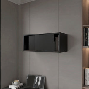 English Elm Wall Cabinet Bliss Engineered Wood Wall-Mounted Storage Black with Sliding Doors, 55 lb Capacity, Sleek Modern Design B092P245924