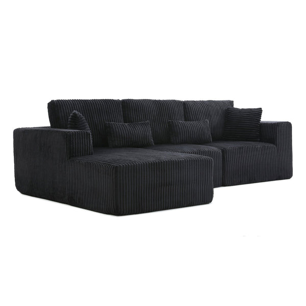 English Elm 109'' Modular L-shape Sectional Corduroy Couch Deep Seat No Assembly Living Room W1117S00310