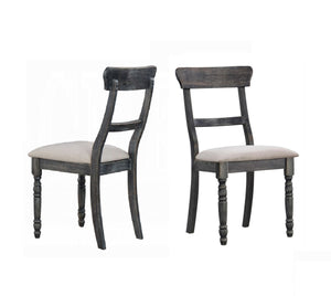 English Elm Rustic Weathered Gray Dining Side Chairs Set of 2 — Light Brown Cushioned Seats, Farmhouse Charm B2741P331537