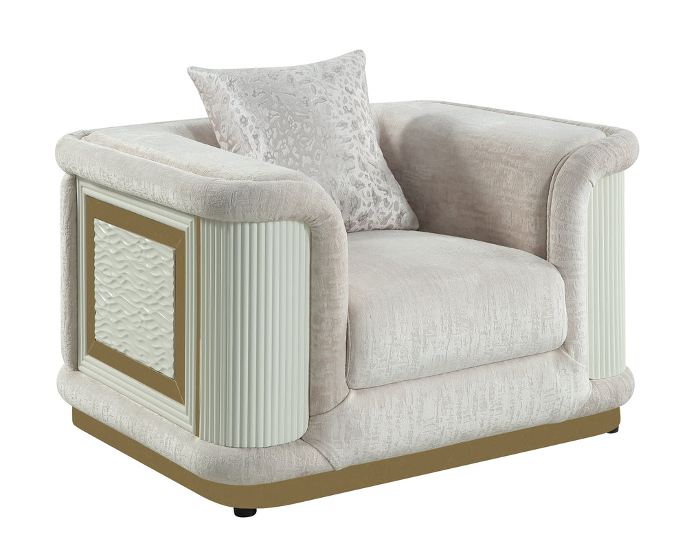 English Elm Bona Oversized Accent Chair Cream Fabric Gold Steel Base Diamond Panels Luxe Lounge B009P417487