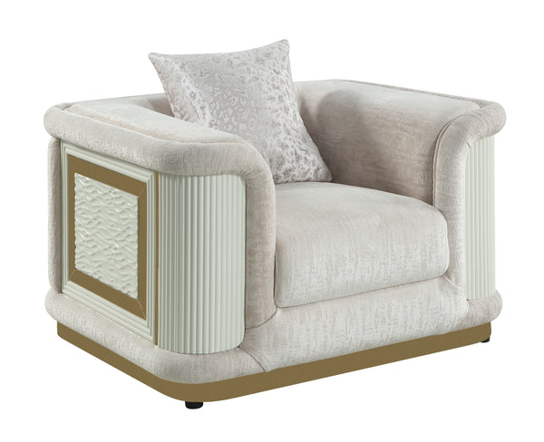 English Elm Bona Glam 3 Piece Living Room Sofa Set Chenille Upholstered with Gold Steel Base B009S02177