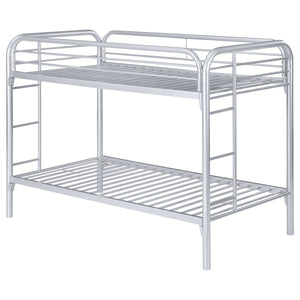 English Elm Celeste Modern Silver Metal Twin Over Twin Bunk Bed With Rung Ladder - Space-Saving Design & Durability B062P340730