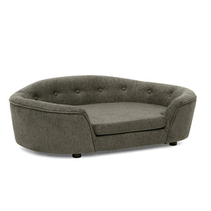 English Elm Oversized Oval Dog Sofa with Tufted Linen Backrest for Large Breed Lounging Comfort Dark Gray W487P415302
