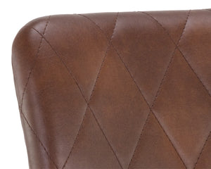 Sunpan VIRTU Swivel Dining Chair - Compact Bravo Cognac with Diamond-Tufted Upholstery & Rustic Frame 105105