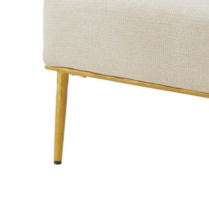 English Elm Modern Chenille Armchair with Curved Back Gold Legs Plush Accent Seat for Any Room Beige N763P360684A