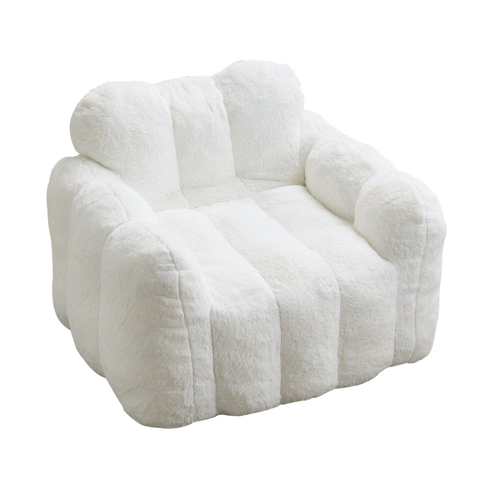 English Elm Lotus Oversized Bean Bag Sofa Memory Foam Filled Accent Chair for Living Room White W2311P457272