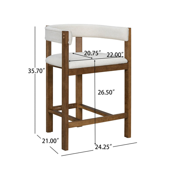 English Elm Christopher Knight Home® - COUNTER Mid-Century Modern 2-Piece Upholstered Barrel Back Stools with Rubberwood Frame and Foam Padding Beige N771P243848D