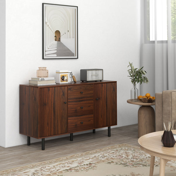 English Elm Homcom Rustic Buffet Cabinet With Adjustable Shelves, Drawers & Cupboards – Versatile Coffee Bar & Organizer W2225P200429