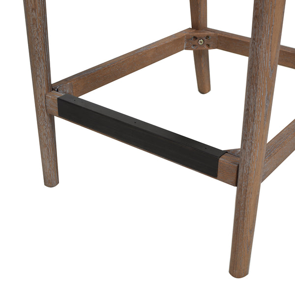 English Elm Jennifer Taylor Home - Panama 26.5" Curved Back Cane Rattan Counter Stool Set of 2 with Oak Frame, Bouclé Upholstery & Brass Footrest White B2719P238389