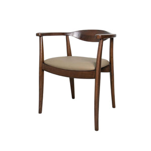 English Elm Niva Mid-century Rubberwood Dining Arm Chairs Set of Two with Upholstered Seats B056P416965