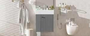 English Elm 21.6" Modern Floating Bathroom Vanity With Ceramic Sink & Open Shelving - Space-Saving Design! N729P170390E