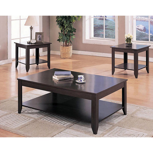 English Elm Ornette Cappuccino 3-Piece Occasional Set — Sleek Square Lines, Pointed Legs, Modern Transitional Style B062P353483